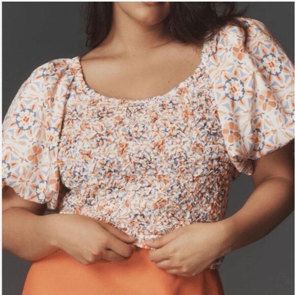 Dolan Off The Shoulder Textured Balloon Sleeve Top Women XL Cottagecore Floral - Picture 3 of 11